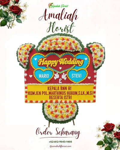 Karangan Papan Bunga Pernikahan di Pontap